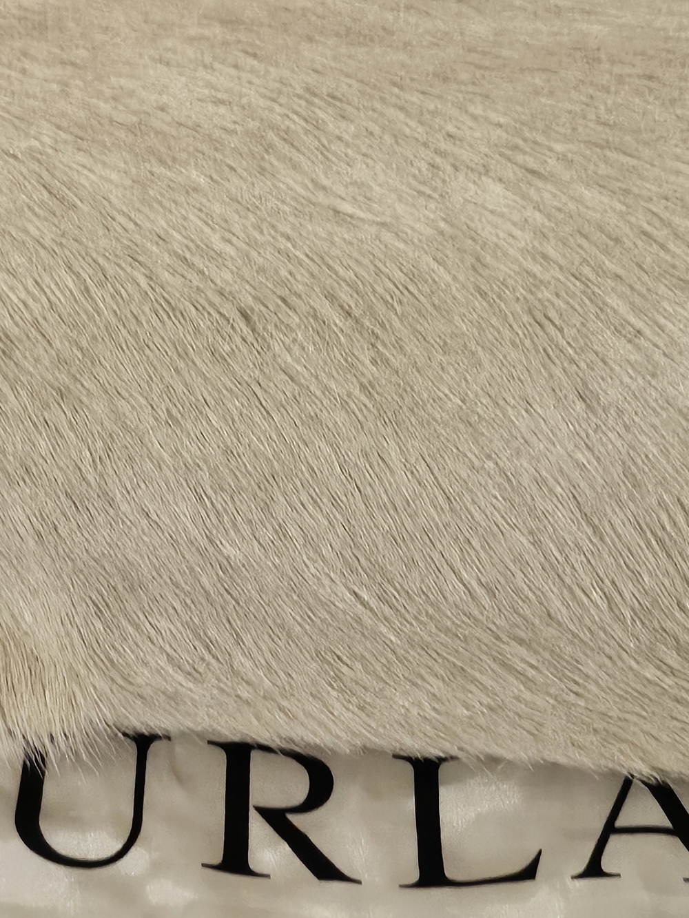 Fur Trim Tote or Accessory with Fur Detail - Light Beige